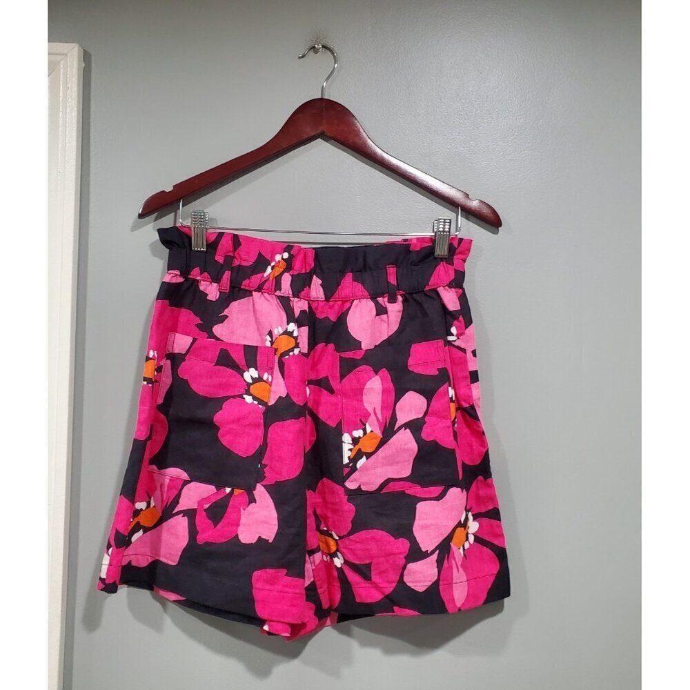 Women's Floral Print High-Waist Shorts - Pink/Black